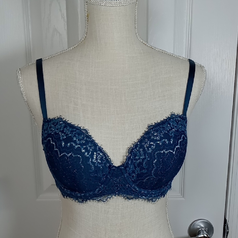 Victoria's Secret Dream Angels Lined Demi Double Caribbean Blue Size 32DD